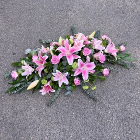 Pink Rose and Lily Casket Spray