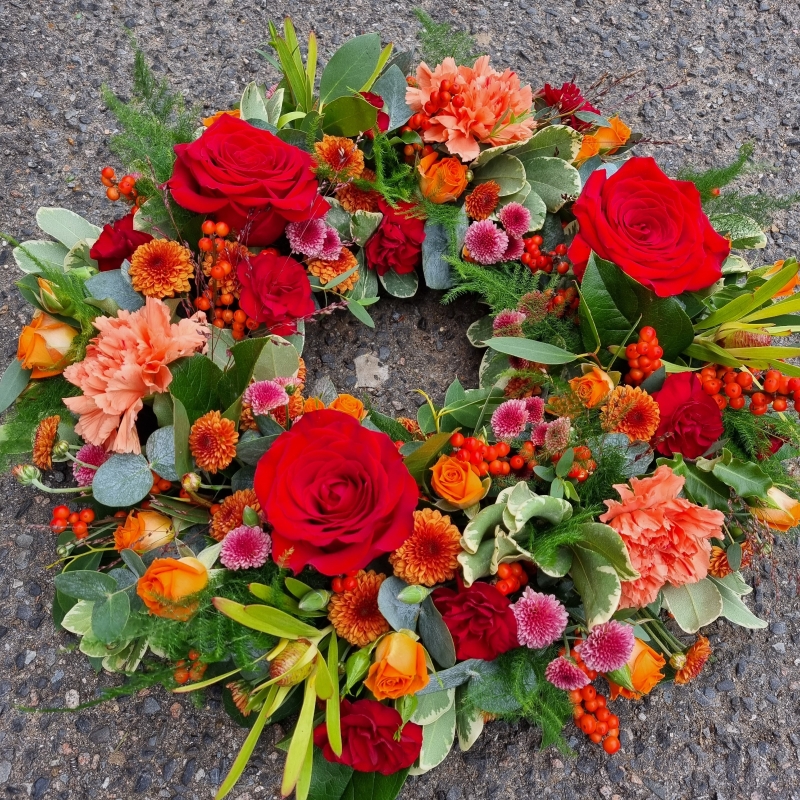 Red and orange wreath